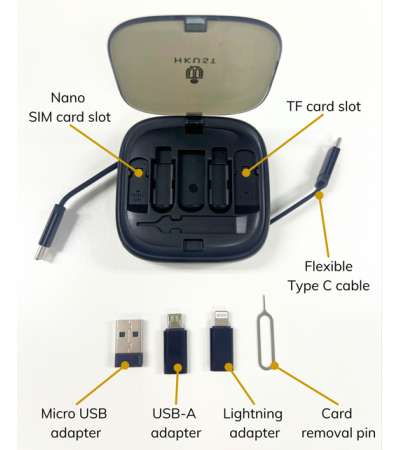 HKUST 7 in 1 USB Charging Cord Set with Phone Stand